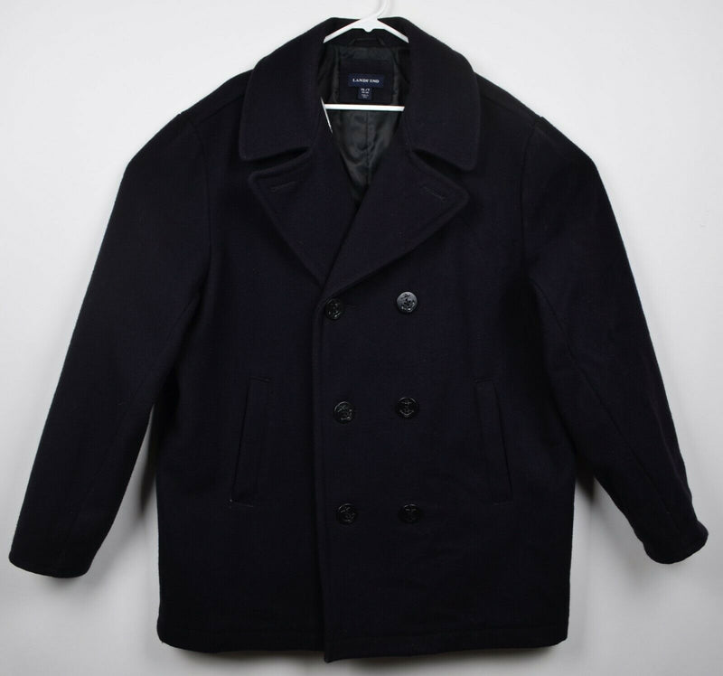 Lands' End Men's Sz XLT Tall Wool Navy Blue Double-Breasted Navy Peacoat