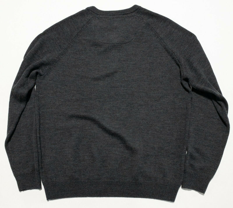 Nordstrom Men's XL 100% Merino Wool Dark Gray Henley Collar Pullover Sweater