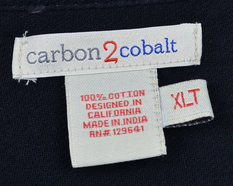 Carbon 2 Cobalt Men's Sz XLT Tall Solid Gray Button-Front Flannel Shirt