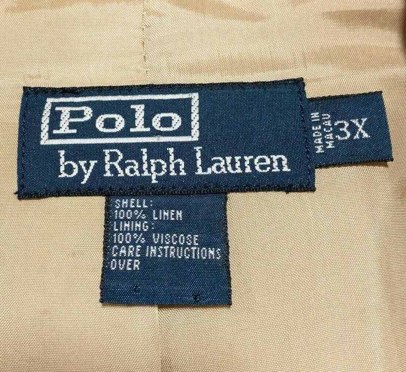 Polo Ralph Lauren Linen Blazer Sport Coat Tan Beige Khaki Men's 3X