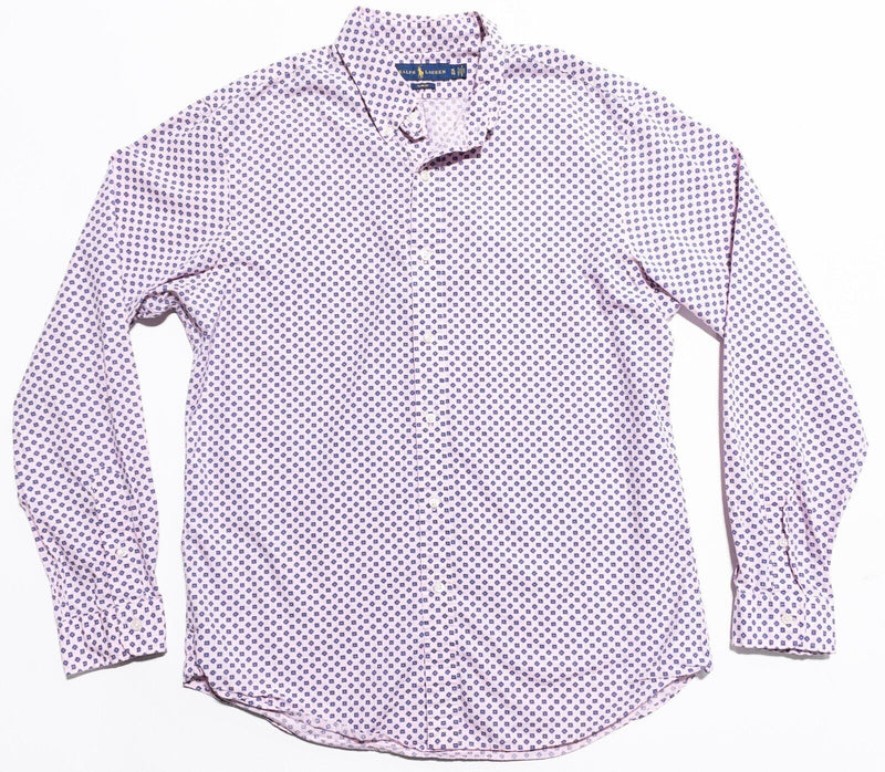 Polo Ralph Lauren Shirt Men's XL Slim Fit Pink Geometric Diamond Button-Down