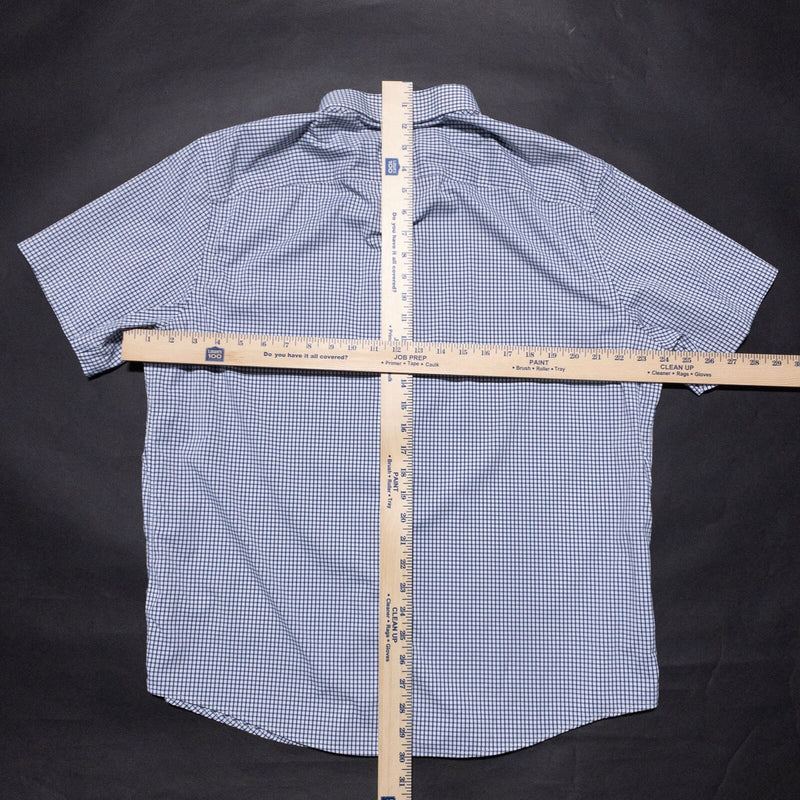 UNTUCKit Performance Shirt Men's XL White Blue Check Wicking Nylon Short Sleeve