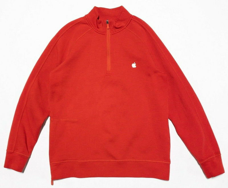 Apple Store Employee Sweatshirt Men's Large 1/4 Zip Pullover Solid Red