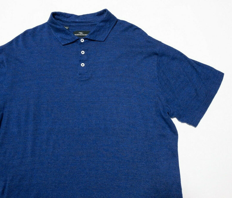 Rodd & Gunn Polo Shirt Men's XL Sports Fit Linen Blend Blue Short Sleeve