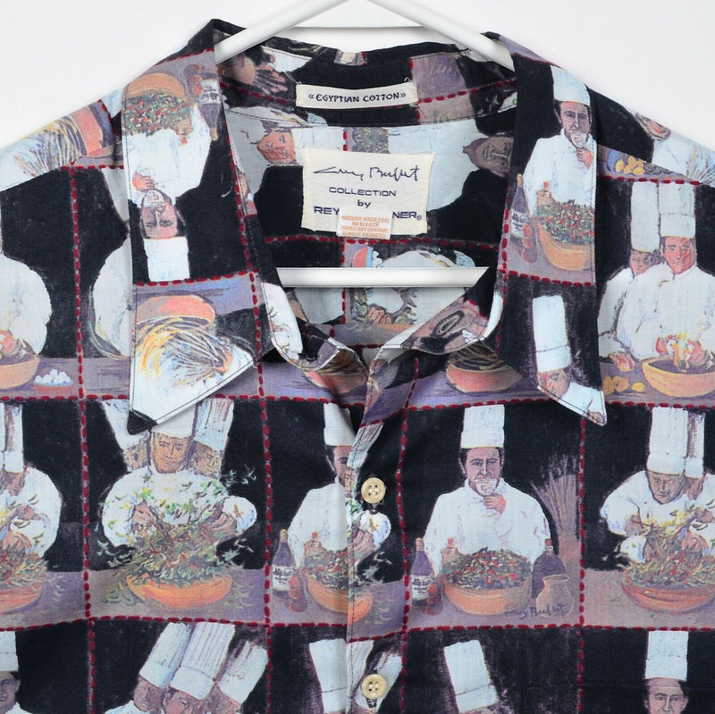 Guy Buffet Reyn Spooner Men's XL Chef Salad Graphic Print Hawaiian Aloha Shirt