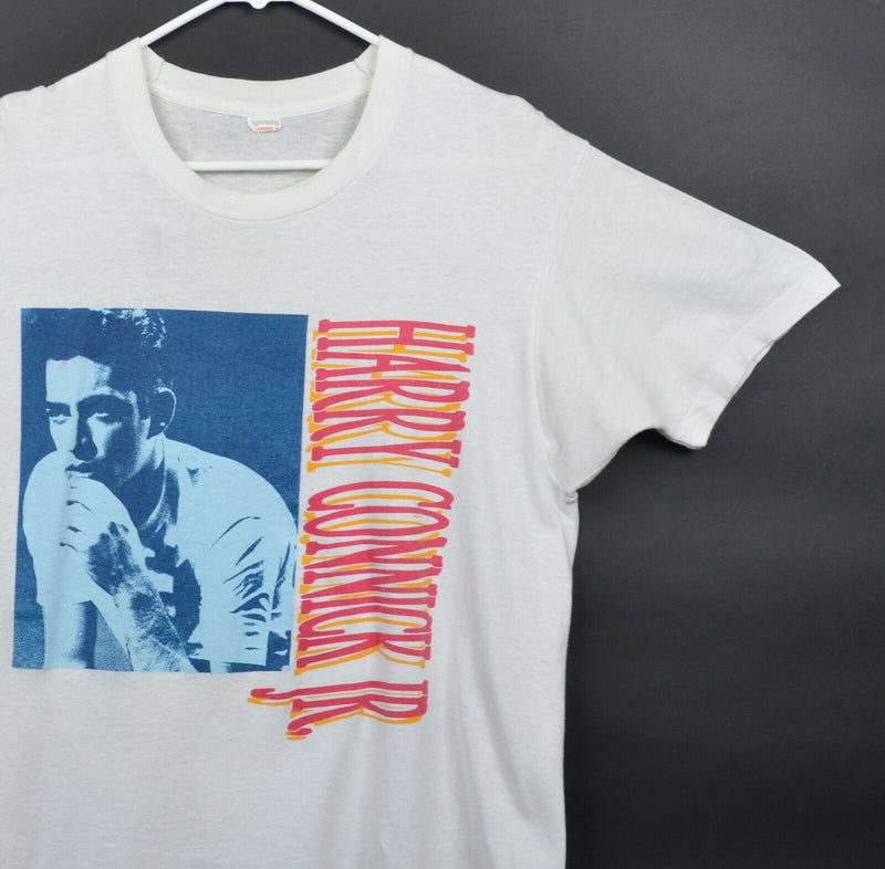 Vtg 1992 Harry Connrick Jr. Men's Sz Large Blue Light Tour Band Graphic T-Shirt