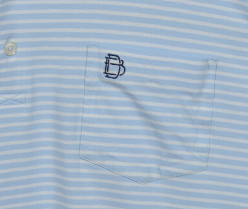 B. Draddy Men's 2XL Blue White Striped Pima Cotton Spandex Pocket Polo Shirt