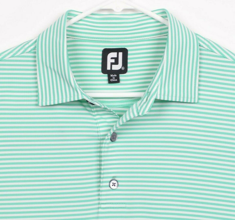 FootJoy Men's Sz XL Mint Green White Striped FJ Performance Golf Polo Shirt
