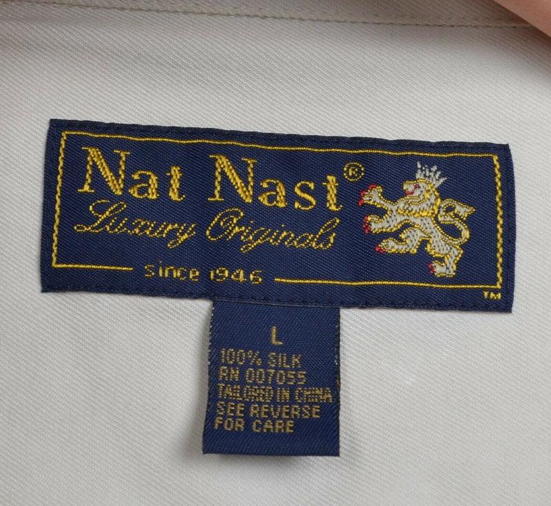 Nat Nast Men's Sz Large "Old Comiskey Park" 100% Silk Embroidered Hawaiian Shirt