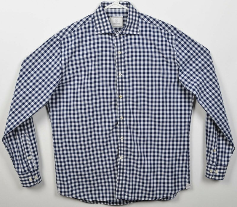 Todd Snyder New York Men's 16.5-34/35 Navy Blue Gingham Check Dress Shirt