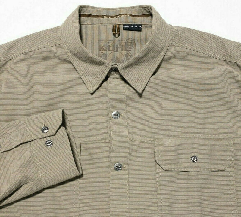 Kuhl Long Sleeve Shirt XL Men's Metal Buttons Beige Outdoor Hiking Casual