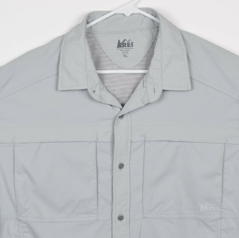 REI Men's Sz XL Gray Vented Hiking Fishing Outdoors Long Sleeve Shirt