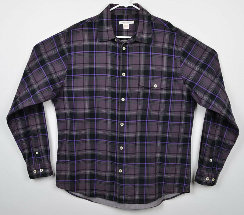 Carbon 2 Cobalt Men's Large Purple Plaid Button-Front Long Sleeve Flannel Shirt