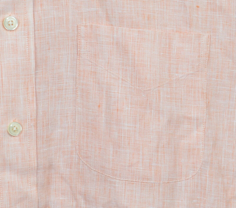 Brooks Brothers Men's Large Regular Irish Linen Solid Orange Button-Down Shirt