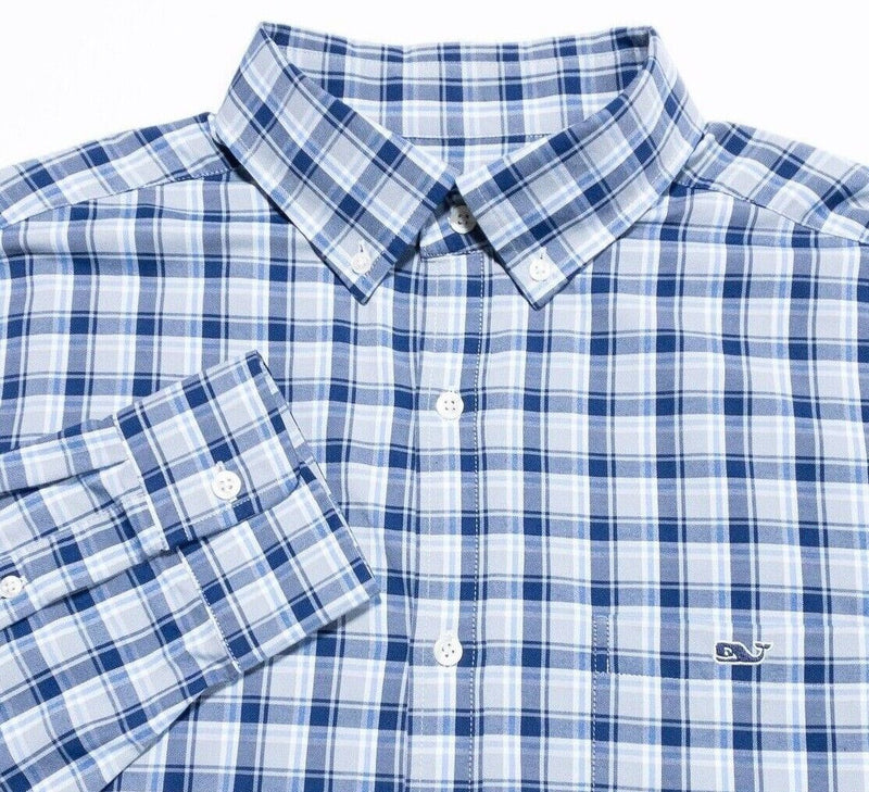 Vineyard Vines Performance Tucker Large Classic Fit Men's Shirt Long Sleeve Blue