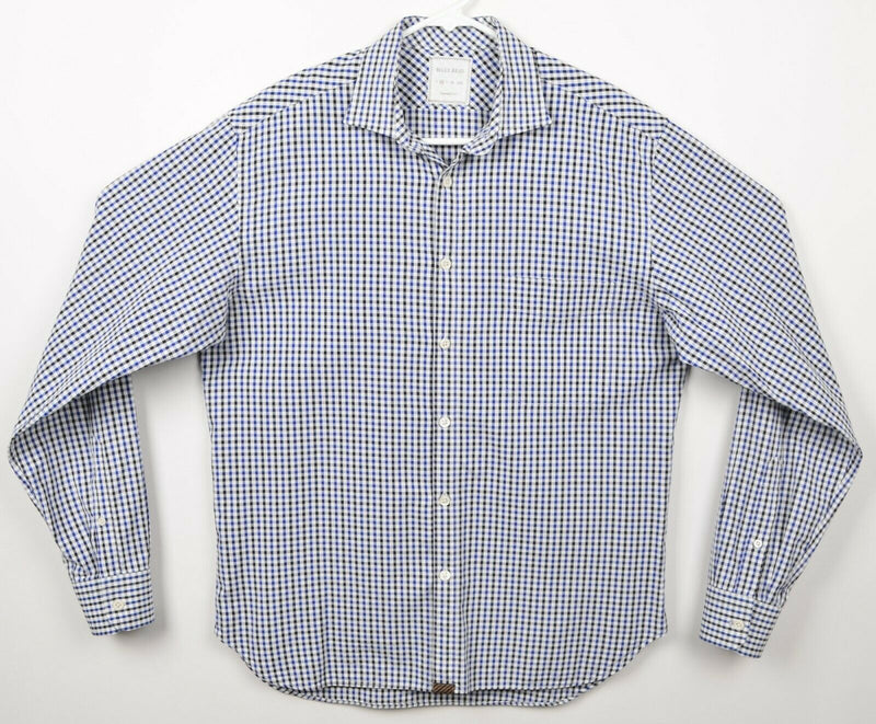 Billy Reid Men's Medium Standard Cut Blue Black Plaid Check Made in Italy Shirt