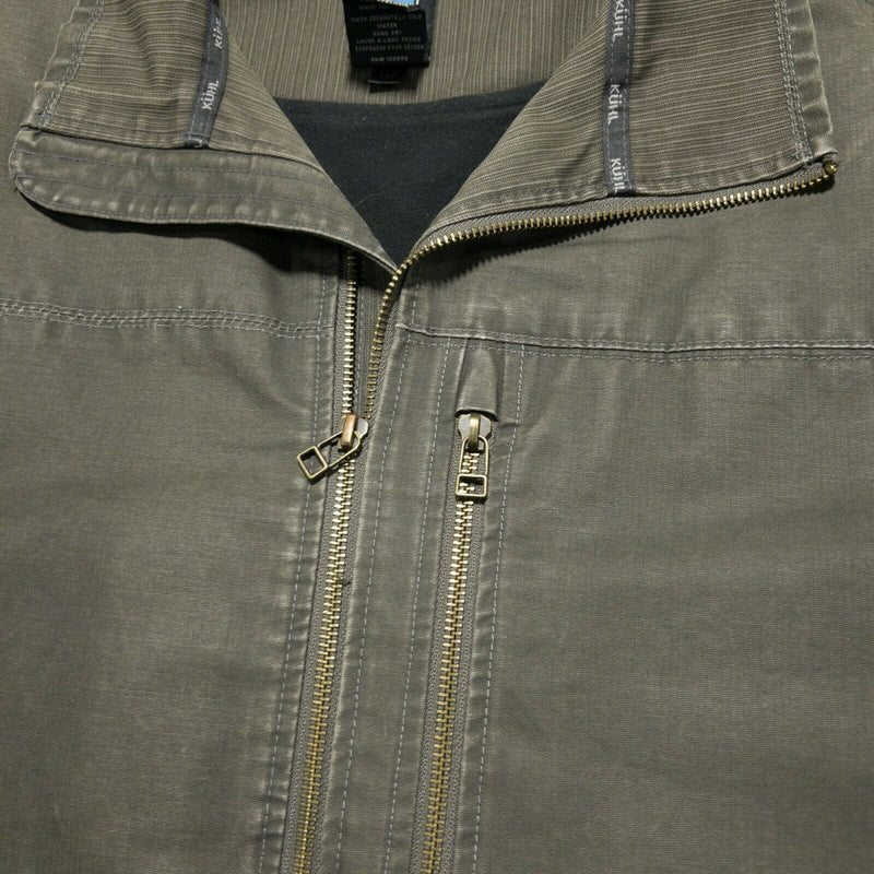 Kuhl Men's Large Vintage Patina Dye Olive Green Fleece Lined Full Zip Jacket