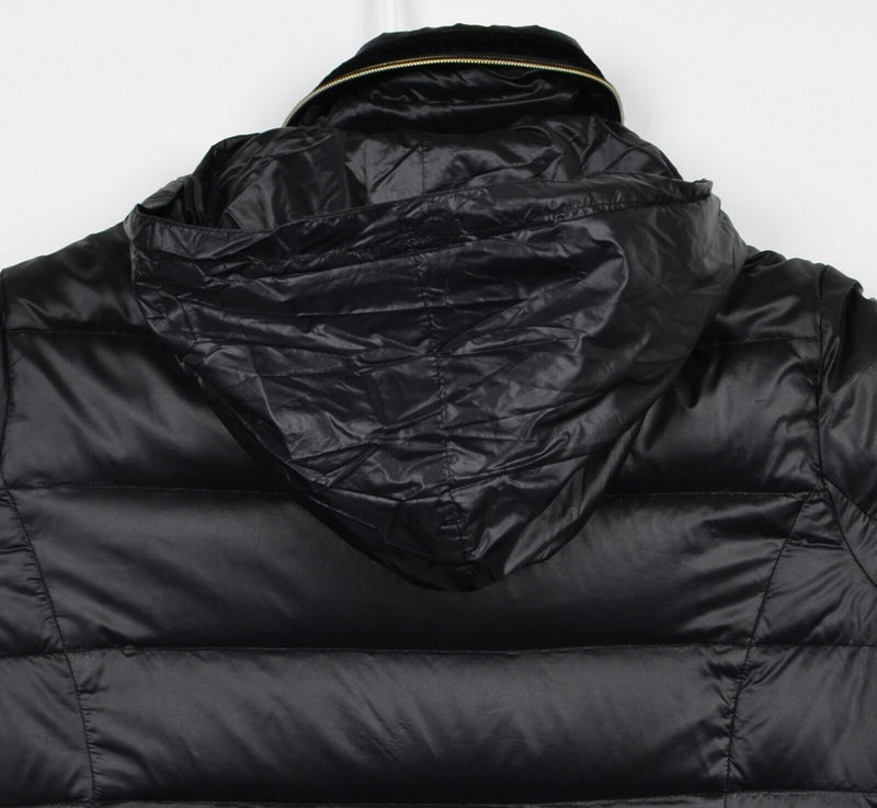 Sam Edelman Women's Down Puffer Black Gold Full Zip Hooded Jacket
