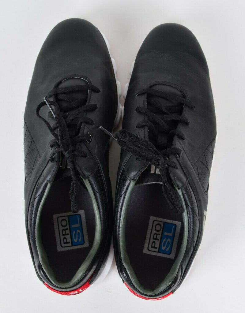 FootJoy Men's 11.5W Pro SL Spikeless Golf Shoes Black/Red 53594