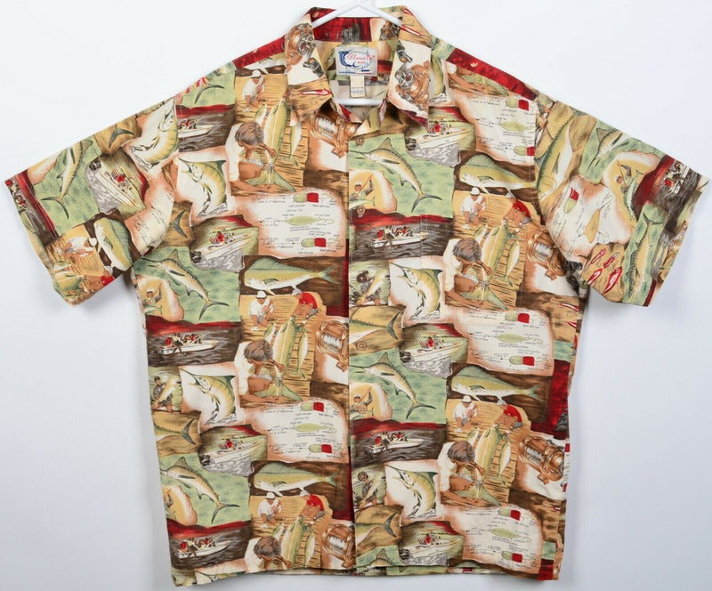 Bluewater Wear Men's Large Fishing Boat Lures Graphic Print Hawaiian Shirt