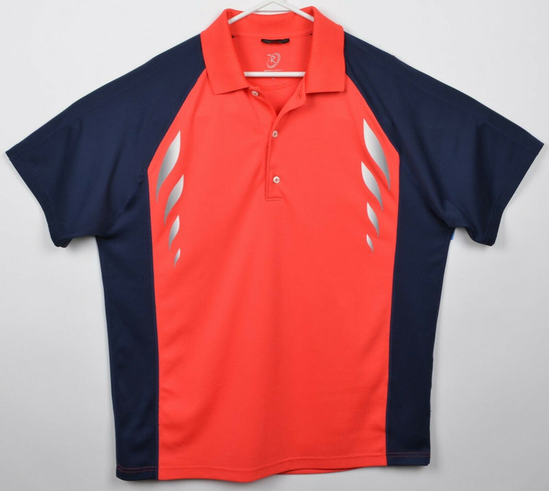 Zero Restriction Tour Series Men's XL Orange Navy Blue Wicking Golf Polo Shirt