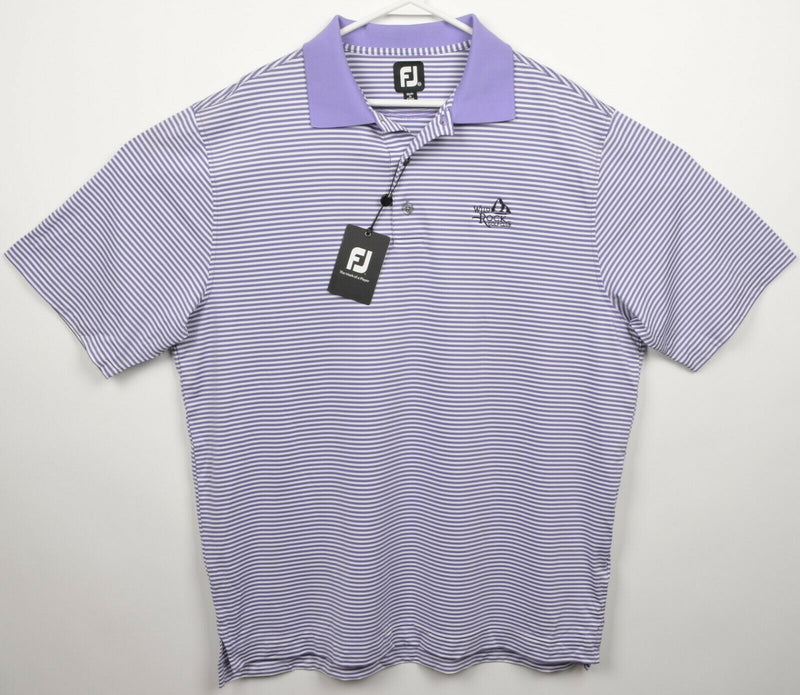 FootJoy Men's XL Purple White Striped Wild Rock FJ Golf Performance Polo Shirt