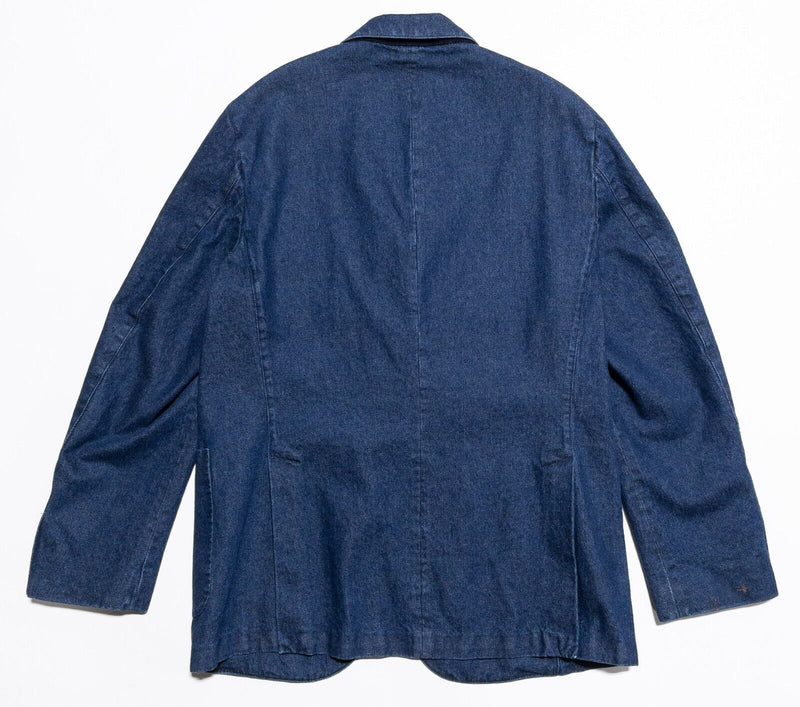 J. Peterman Denim Blazer Men's 42 Sport Coat Jacket 3-Button Indigo Blue Casual
