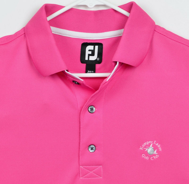 FootJoy Men's Sz Medium Hot Pink Golf Polo Shirt Kemper Lakes Golf Club