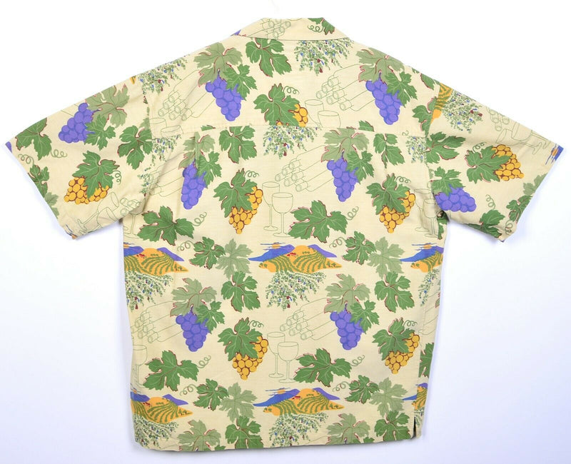 Dem Crazy Men's XL Wine Vineyard Grapes Button-Front Cotton Rayon Hawaiian Shirt