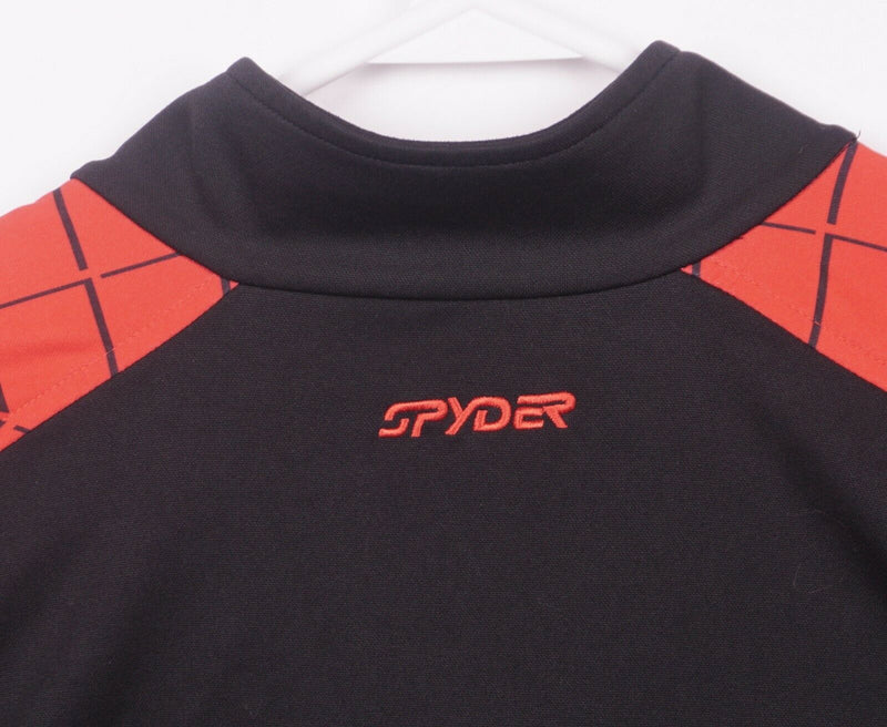 Spyder Men's Medium 1/4 Zip Ski Base Layer Black Red Webbed Top