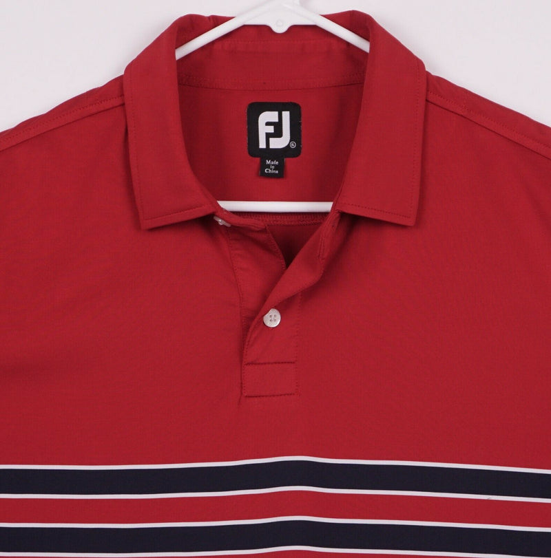 FootJoy Men's XL Red Striped Two-Tone FJ Performance Golf Polo Shirt
