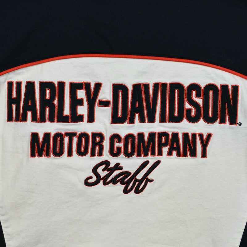 Harley-Davidson Women's Large Staff Employee White Black Snap-Front Biker Shirt