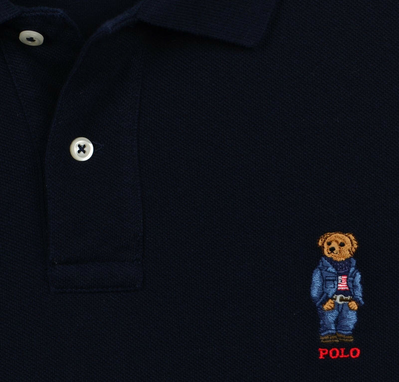 Polo Ralph Lauren Polo Bear Men's 2XL Classic Fit Navy Blue USA Flag Polo Shirt