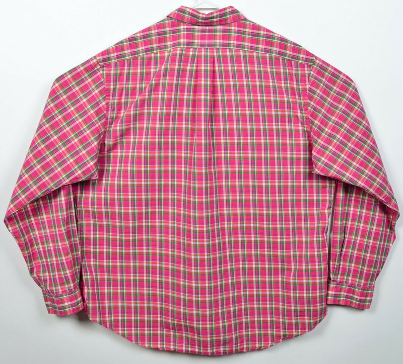 Polo Ralph Lauren Men's 2XL Pink Green Plaid Pony Logo Button-Down Shirt