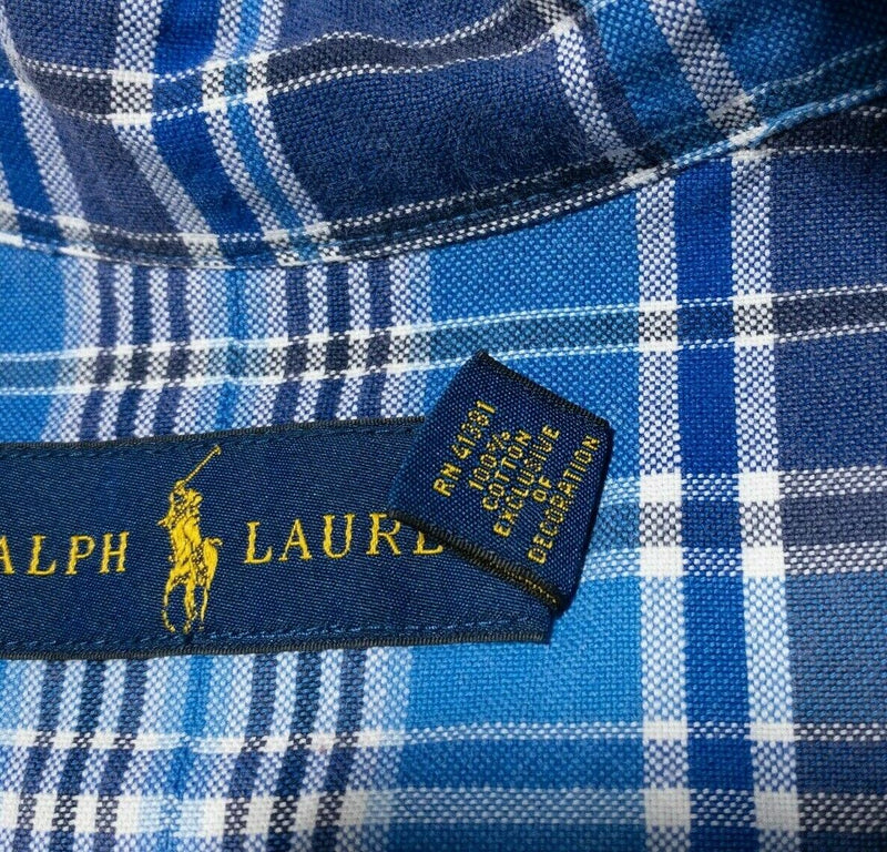 Polo Ralph Lauren Shirt 3XLT Men Short Sleeve Button-Front Big & Tall Blue Plaid