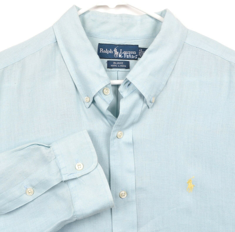 Polo Ralph Lauren Men's Sz 2XL "Blake" 100% Linen Light Blue Button-Down Shirt