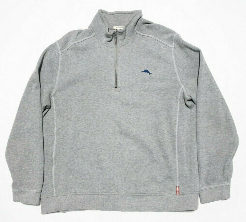 Tommy Bahama Relax 1/4 Zip Sweatshirt Heather Gray Marlin Logo Cotton Men's XL