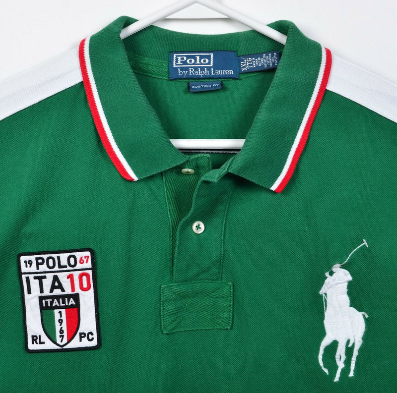 Polo Ralph Lauren Big Pony Men's 2XL Italy Green Striped Rugby RLPC Polo Shirt