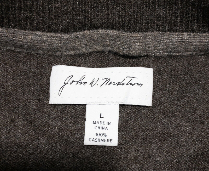 John W. Nordstrom Cashmere Sweater Men's Large JWN Brown Argyle Crewneck