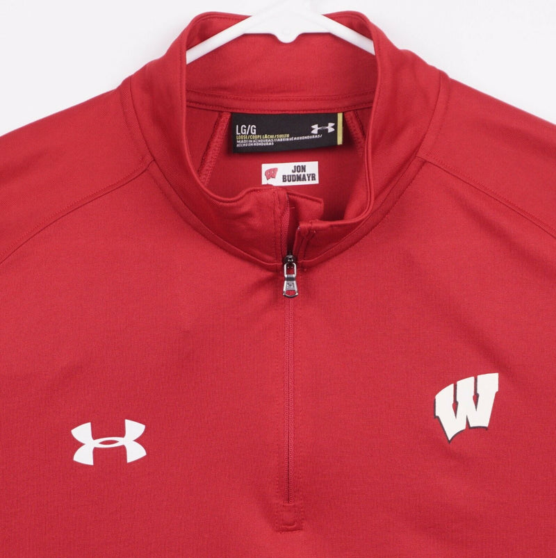 Wisconsin Badgers Men's Large Team Issue Under Armour 1/4 Zip Red Jacket