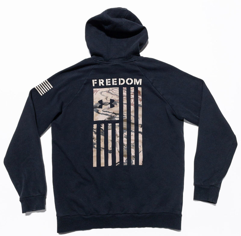 Under Armour Freedom Hoodie Men's Medium Flag Camo Black Pullover Sweatshirt USA