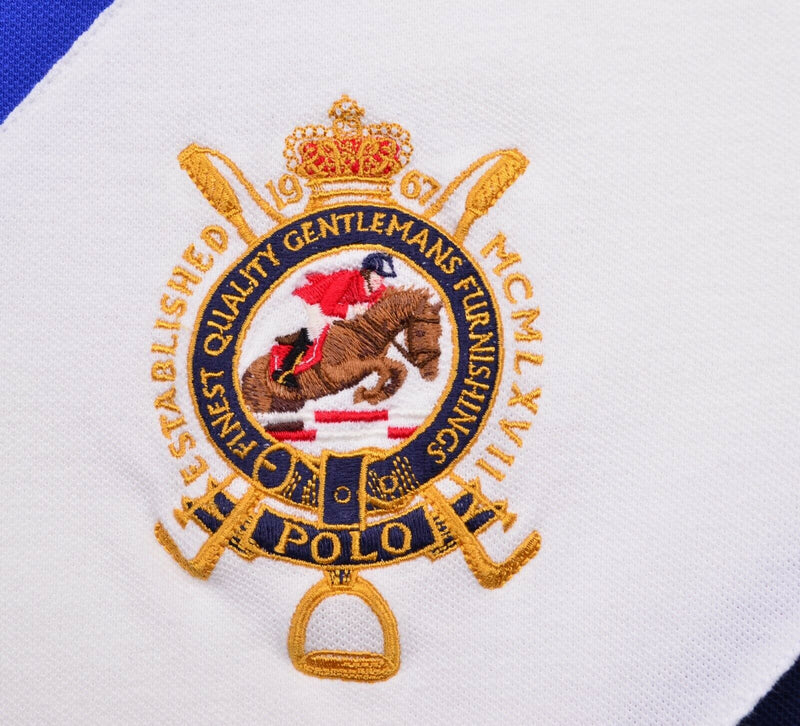 Polo Ralph Lauren Men's Sz XL Embroidered Crest Diagonal Stripe Rugby Polo Shirt