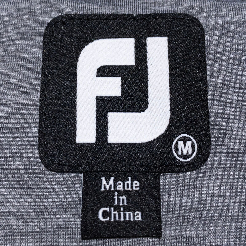 FootJoy Tour FJ Collar Polo Men's Medium Golf Shirt Black Gray Striped Wicking