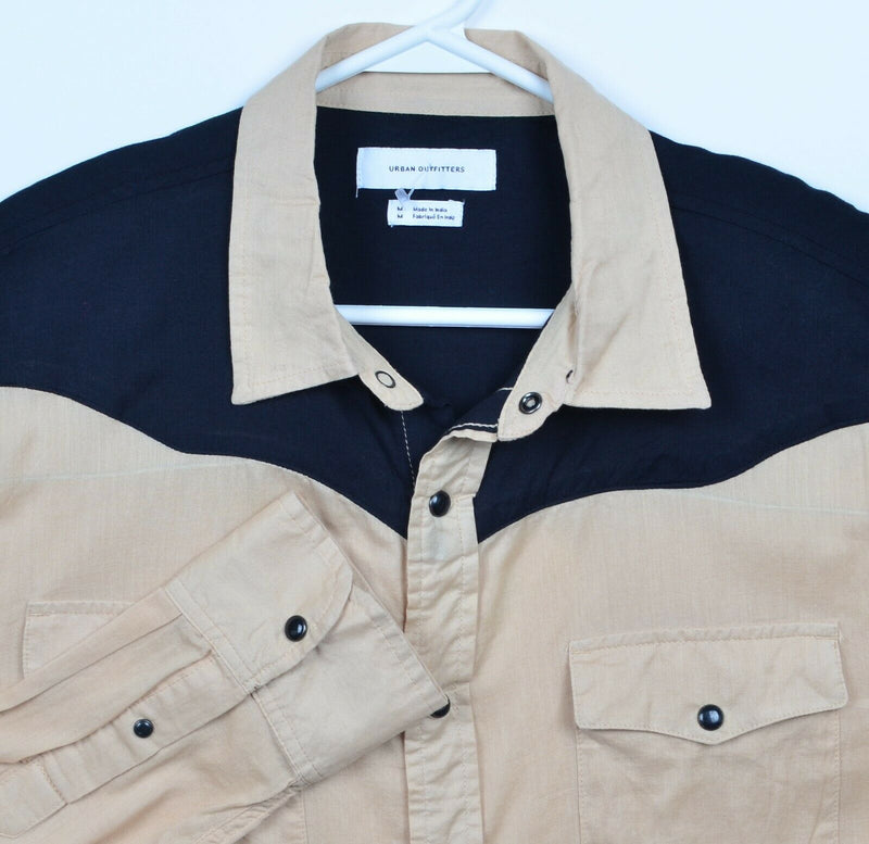 Urban Outfitters Men's Medium Pearl Snap Tan Black Western Rockabilly Shirt