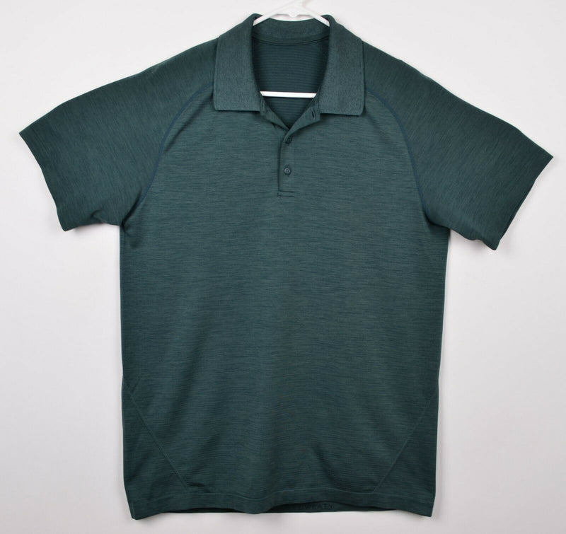 Lululemon Men's Large Vented Forest Green Athleisure Fitness Polo Shirt