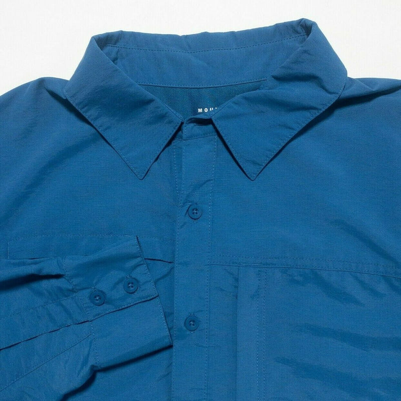 Mountain Hardwear Men Large Solid Blue Vented Nylon Wicking Hiking Travel Shirt
