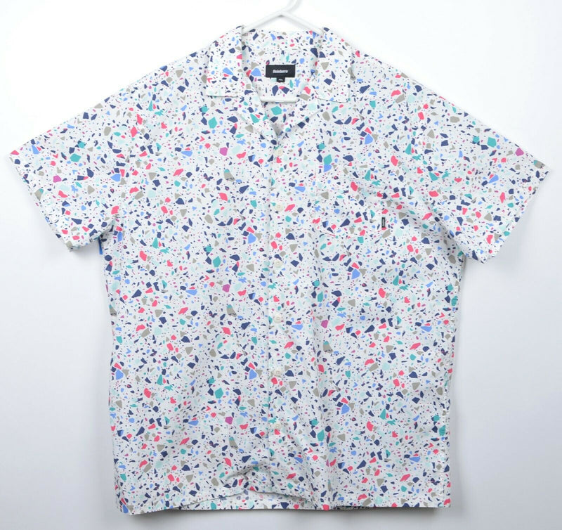 Finisterre Men's Sz 2XL Multi-Color Geometric White Button-Front Shirt