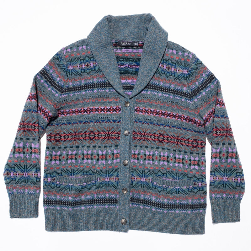 Lauren Ralph Lauren Cardigan Sweater Women's 2XL Wool Fair Isle Multicolor Aztec