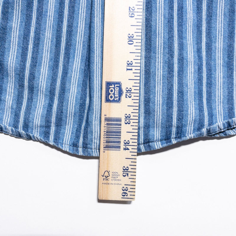 Vintage L.L. Bean Shirt Mens Large Chambray Denim Stripe Made in USA Button-Down