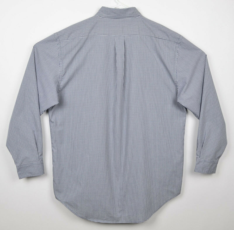 Dunning Men's Sz XL Navy Gingham Check Plaid CoolMax Performance Dress Shirt